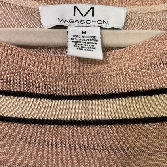 Lightweight Sweater/Scoop Neck/Pink, Black & White striped/Shimmery - Picture 2 of 2